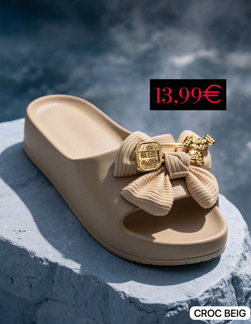 Crocs bow beige